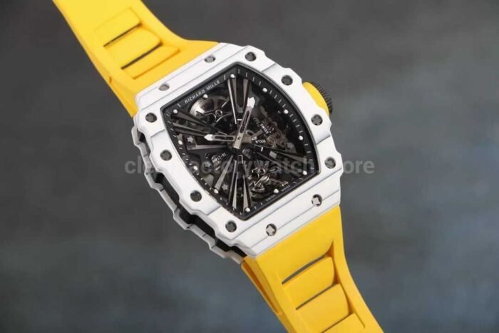 RM Factory Richard Mille RM12-01 Carbon Fiber Yellow Rubber Strap Skeletonized Black Dial - Image 2