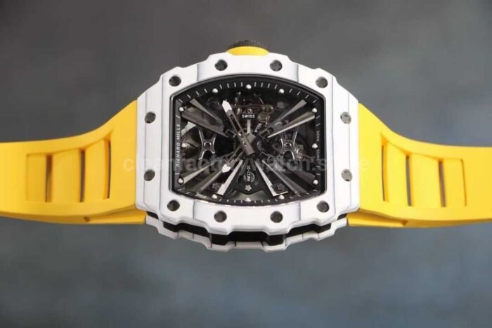 RM Factory Richard Mille RM12-01 Carbon Fiber Yellow Rubber Strap Skeletonized Black Dial - Image 6