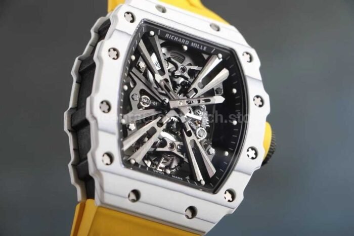 RM Factory Richard Mille RM12-01 Carbon Fiber Yellow Rubber Strap Skeletonized Black Dial - Image 4