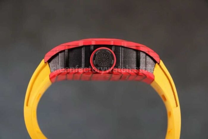 RM Factory Richard Mille RM12-01 Red Carbon Fiber Yellow Rubber Strap Skeletonized Black Dial - Image 7
