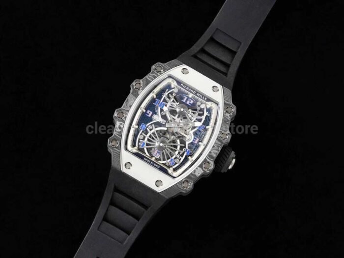 RM Factory Richard Mille RM21-01 43mm Titanium Carbon Fiber Black Rubber Strap Arabic numerals Skeletonized White Dial - Image 4