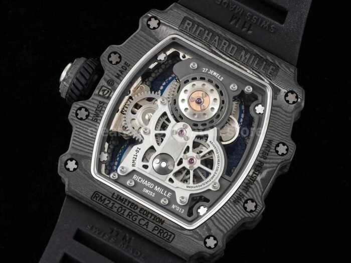 RM Factory Richard Mille RM21-01 43mm Titanium Carbon Fiber Black Rubber Strap Arabic numerals Skeletonized White Dial - Image 7