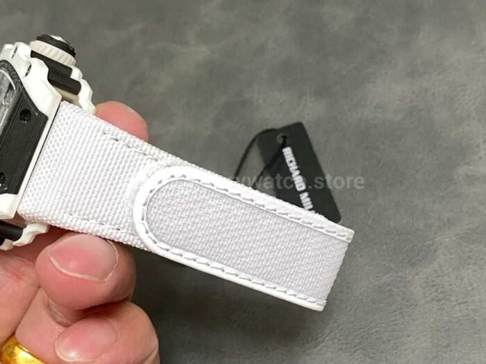 RM Factory Richard Mille RM21-02 Tourbillon 43mm White Ceramics Canvas Strap Arabic numerals Skeletonized Black Dial - Image 9