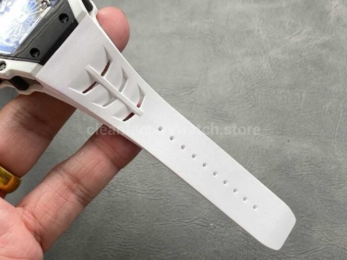 RM Factory Richard Mille RM21-02 Tourbillon 43mm White Ceramics White Rubber Strap Arabic numerals Skeletonized Black Dial - Image 9