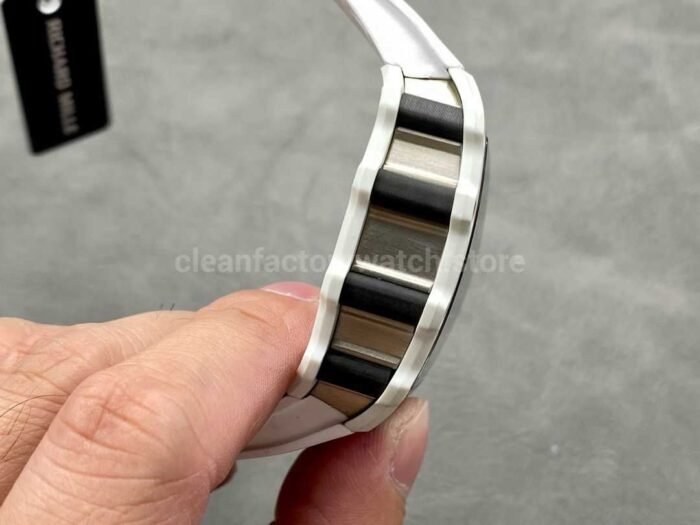 RM Factory Richard Mille RM21-02 Tourbillon 43mm White Ceramics White Rubber Strap Arabic numerals Skeletonized Black Dial - Image 5