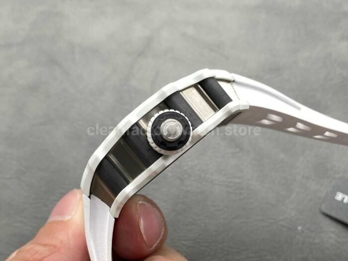 RM Factory Richard Mille RM21-02 Tourbillon 43mm White Ceramics White Rubber Strap Arabic numerals Skeletonized Black Dial - Image 6