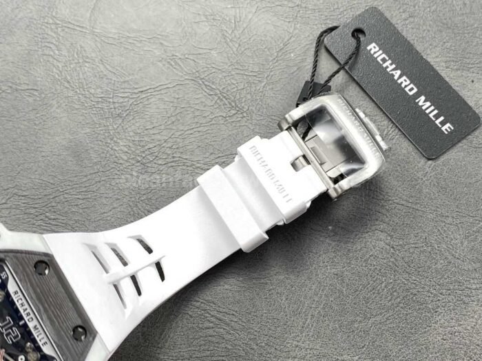 RM Factory Richard Mille RM21-02 Tourbillon 43mm White Ceramics White Rubber Strap Arabic numerals Skeletonized Black Dial - Image 8