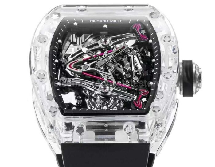 RM Factory Richard Mille RM38-02 43mm Crystal Black Rubber Strap Skeletonized Black Dial - Image 4