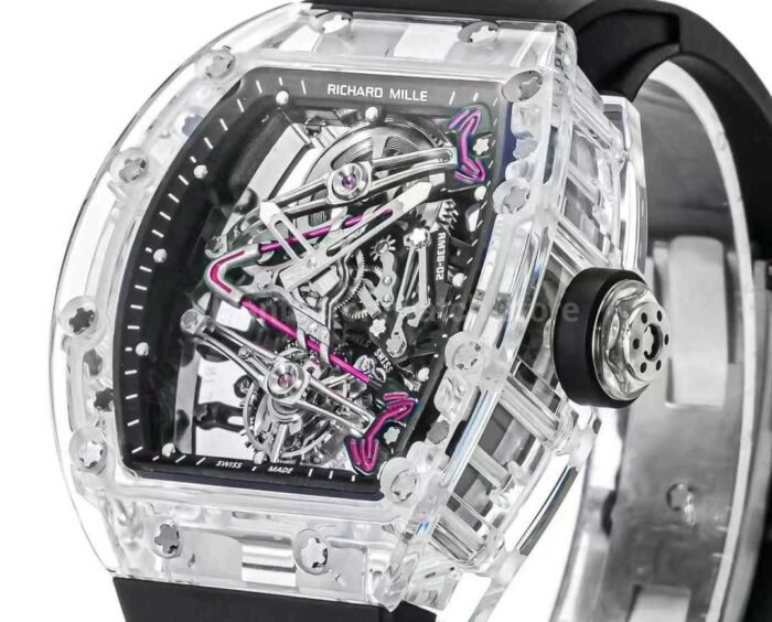 RM Factory Richard Mille RM38-02 43mm Crystal Black Rubber Strap Skeletonized Black Dial - Image 3