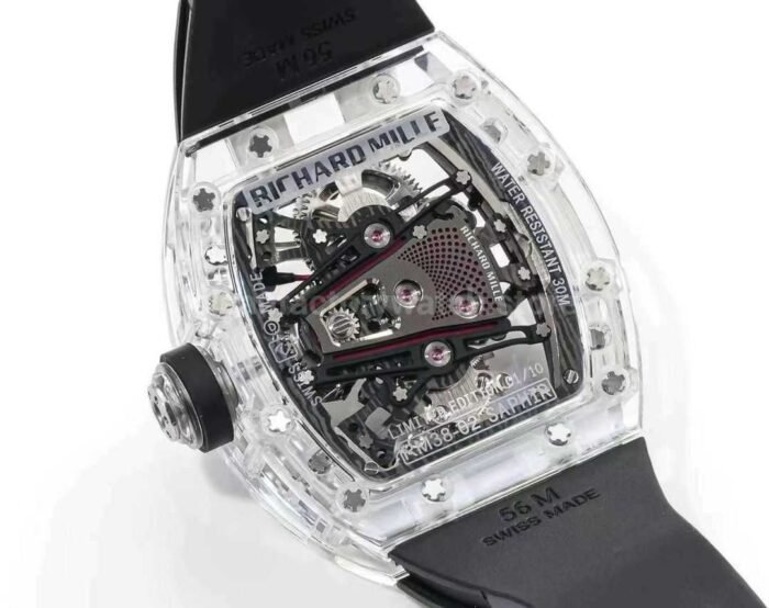 RM Factory Richard Mille RM38-02 43mm Crystal Black Rubber Strap Skeletonized Black Dial - Image 8