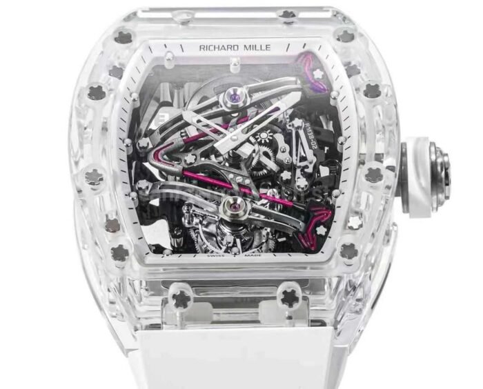 RM Factory Richard Mille RM38-02 43mm Crystal White Rubber Strap Skeletonized White Dial - Image 4