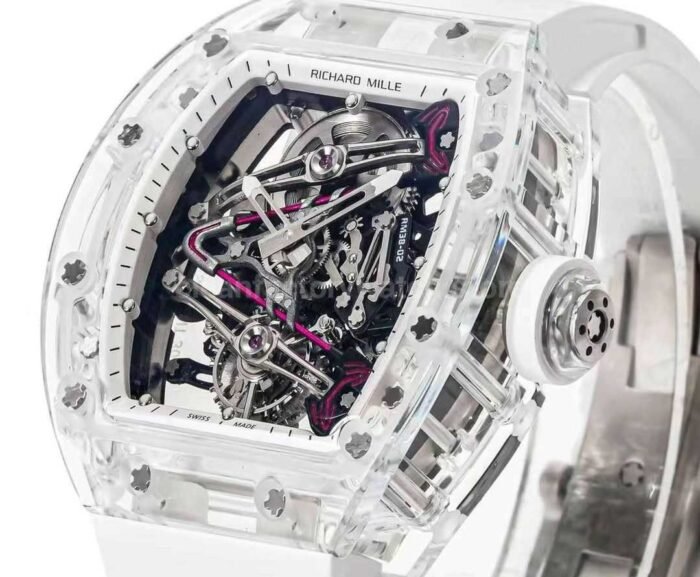 RM Factory Richard Mille RM38-02 43mm Crystal White Rubber Strap Skeletonized White Dial - Image 3