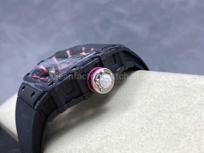 RM Factory Tourbillon Richard Mille RM38-02 Manual Winding 43mm Carbon Fiber Rubber Strap Skeletonized Dial - Image 6