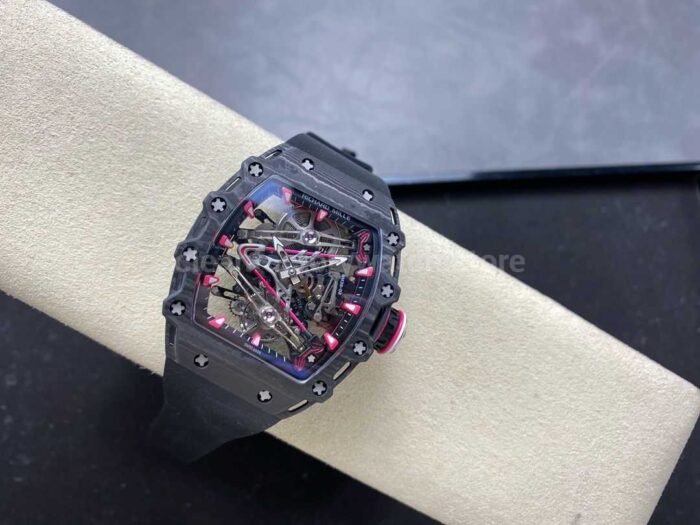 RM Factory Tourbillon Richard Mille RM38-02 Manual Winding 43mm Carbon Fiber Rubber Strap Skeletonized Dial - Image 4