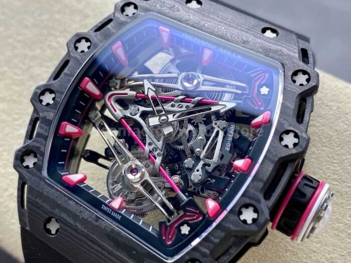 RM Factory Tourbillon Richard Mille RM38-02 Manual Winding 43mm Carbon Fiber Rubber Strap Skeletonized Dial - Image 3