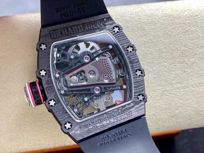 RM Factory Tourbillon Richard Mille RM38-02 Manual Winding 43mm Carbon Fiber Rubber Strap Skeletonized Dial - Image 7