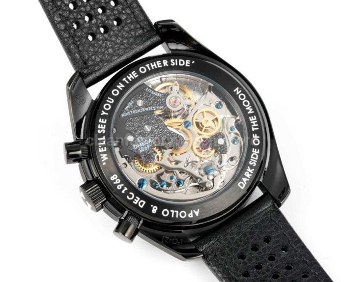 TW Factory Omega Speedmaster Dark Side Of The Moon Apollo 8 311.92.44.30.01.001 44.25mm Ceramic Leather Strap Black Dial - Image 8