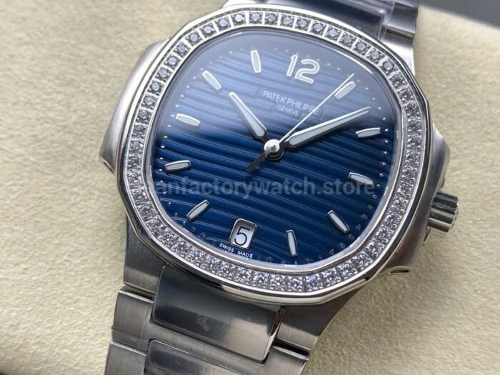TW Factory Patek Philippe Nautilus 7118/1200A-001 Diamond Bezel Blue Dial - Image 3