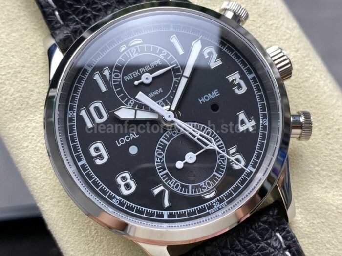 TW Factory Patek Philippe Pilot Travel Time Chronograph 5924G-001 White Gold Arabic Numerals Green Dial - Image 2