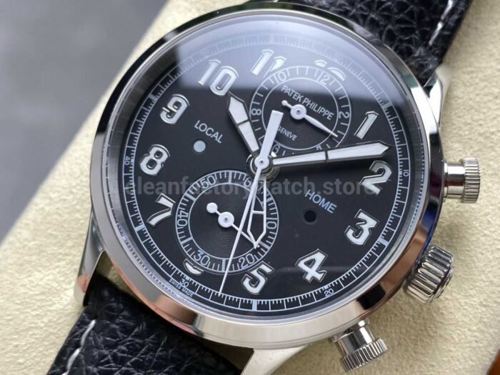 TW Factory Patek Philippe Pilot Travel Time Chronograph 5924G-001 White Gold Arabic Numerals Green Dial - Image 3