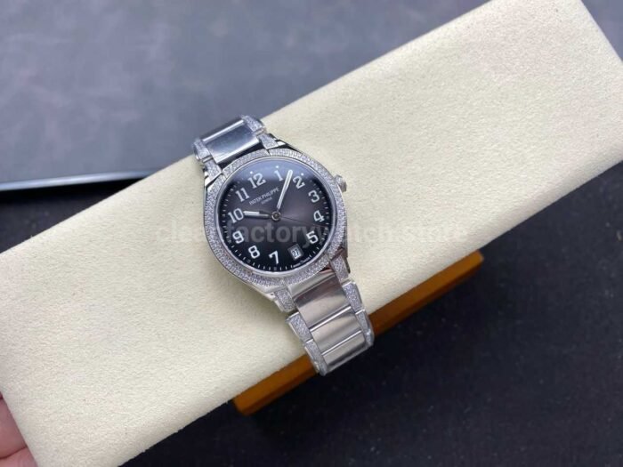 TW Factory Patek Philippe Twenty~4 7300/1200A-010 Diamond Bezel Arabic Numerals Grey Dial - Image 4
