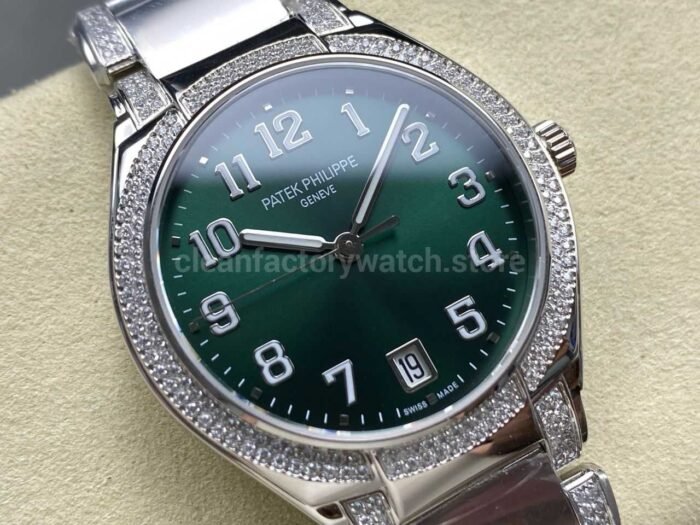 TW Factory Patek Philippe Twenty~4 7300/1200A-011 Diamond Bezel Arabic Numerals Green Dial - Image 2