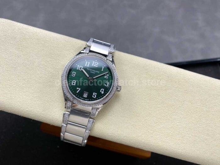 TW Factory Patek Philippe Twenty~4 7300/1200A-011 Diamond Bezel Arabic Numerals Green Dial - Image 5