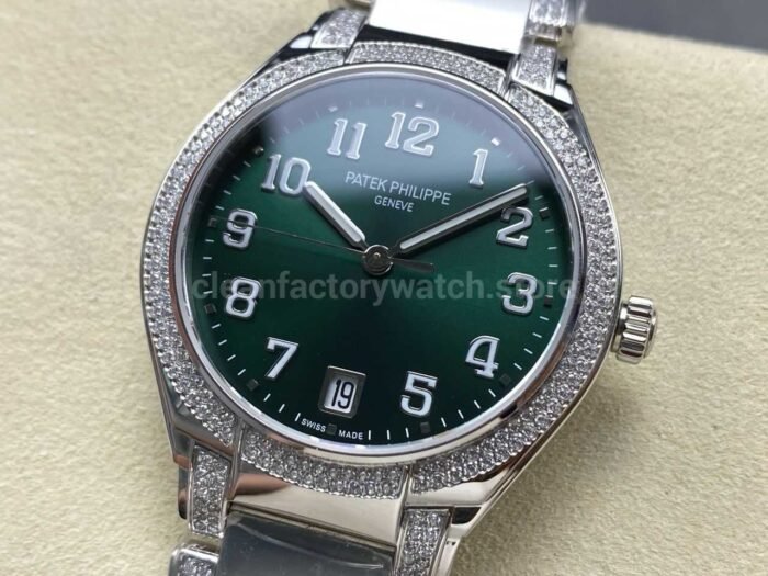 TW Factory Patek Philippe Twenty~4 7300/1200A-011 Diamond Bezel Arabic Numerals Green Dial - Image 3