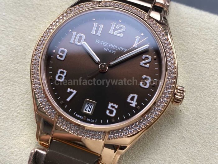 TW Factory Patek Philippe Twenty~4 7300/1200R-001 Rose Gold Diamond Bezel Arabic Numerals Brown Dial - Image 3