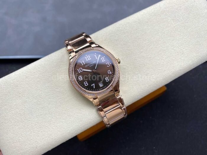 TW Factory Patek Philippe Twenty~4 7300/1200R-001 Rose Gold Diamond Bezel Arabic Numerals Brown Dial - Image 4