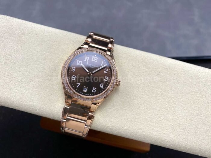 TW Factory Patek Philippe Twenty~4 7300/1200R-001 Rose Gold Diamond Bezel Arabic Numerals Brown Dial - Image 5