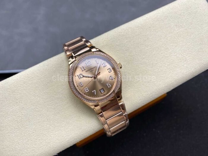 TW Factory Patek Philippe Twenty~4 7300/1200R-011 Rose Gold Diamond Bezel Gold Dial - Image 4