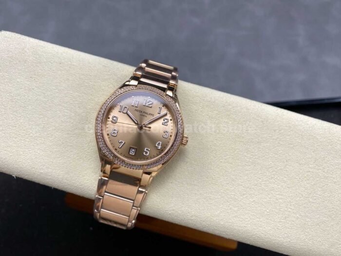 TW Factory Patek Philippe Twenty~4 7300/1200R-011 Rose Gold Diamond Bezel Gold Dial - Image 5