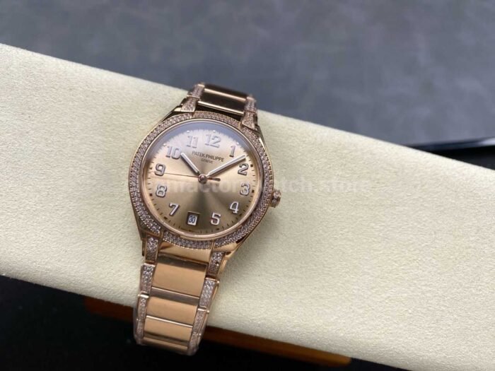 TW Factory Patek Philippe Twenty~4 7300/1200R Rose Gold Diamond Bezel Gold Dial - Image 5