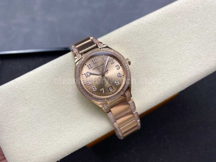 TW Factory Patek Philippe Twenty~4 7300/1200R Rose Gold Diamond Bezel Gold Dial - Image 4