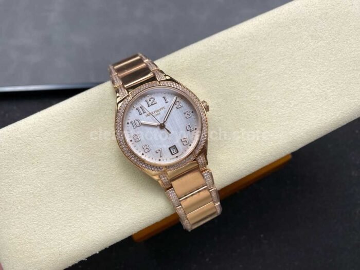 TW Factory Patek Philippe Twenty~4 7300/1201R-001 Rose Gold Diamond Bezel White Dial - Image 4