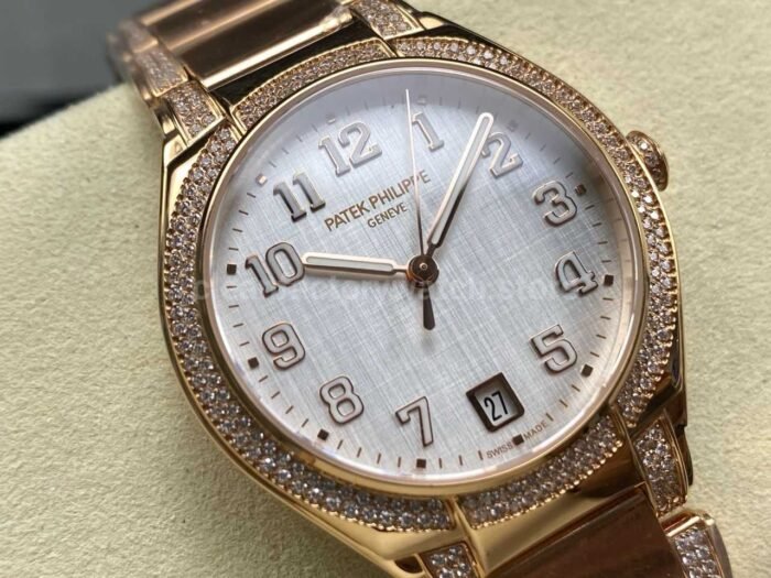 TW Factory Patek Philippe Twenty~4 7300/1201R-001 Rose Gold Diamond Bezel White Dial - Image 2