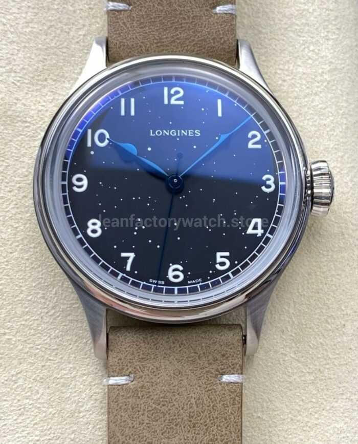 VC Factory Longines Heritage L28194932 38.5mm Steel Calf skin Strap Arabic Numerals Black Dial 9 Super Clone Watch,Clean Factory Watch