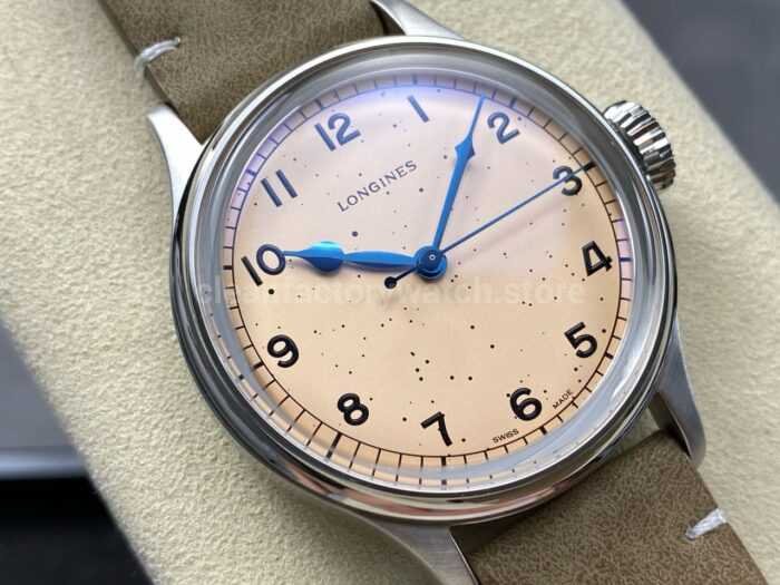 VC Factory Longines Heritage L28194932 38.5mm Steel Calf skin Strap Arabic Numerals Champagne Dial 9 Super Clone Watch,Clean Factory Watch