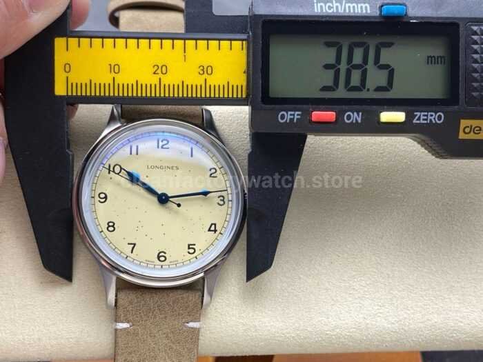VC Factory Longines Heritage L28194932 38.5mm Steel Calf skin Strap Arabic Numerals Yellow Dial 11 Super Clone Watch,Clean Factory Watch
