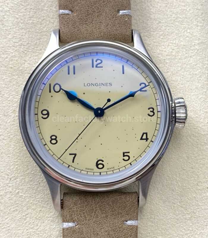 VC Factory Longines Heritage L28194932 38.5mm Steel Calf skin Strap Arabic Numerals Yellow Dial 5 Super Clone Watch,Clean Factory Watch