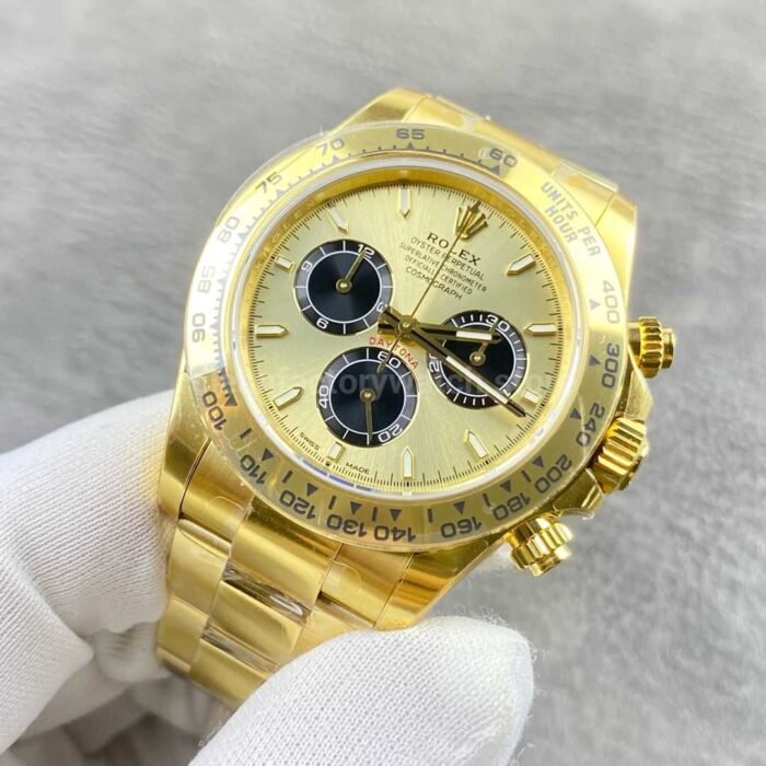 VS Factory CounterWeight Rolex Daytona 126508-0006 Yellow Gold Black Eye Champagne Dial - Image 3