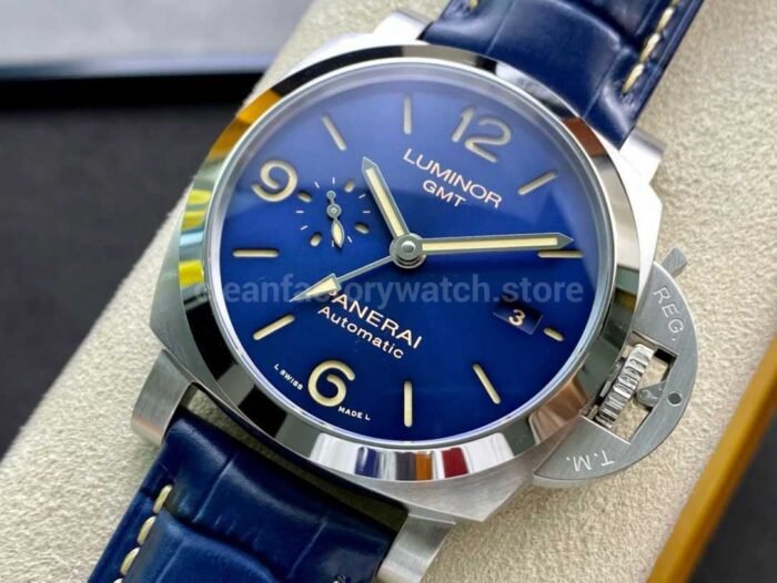 VS Factory Panerai Luminor Gmt Pam01033 44mm Steel Leather strap Blue Dial - Image 3
