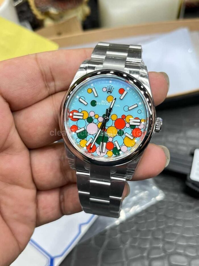 VS Factory Rolex Oyster Perpetual 124300-0008 41mm Bubbles Fringed Blue - Image 5