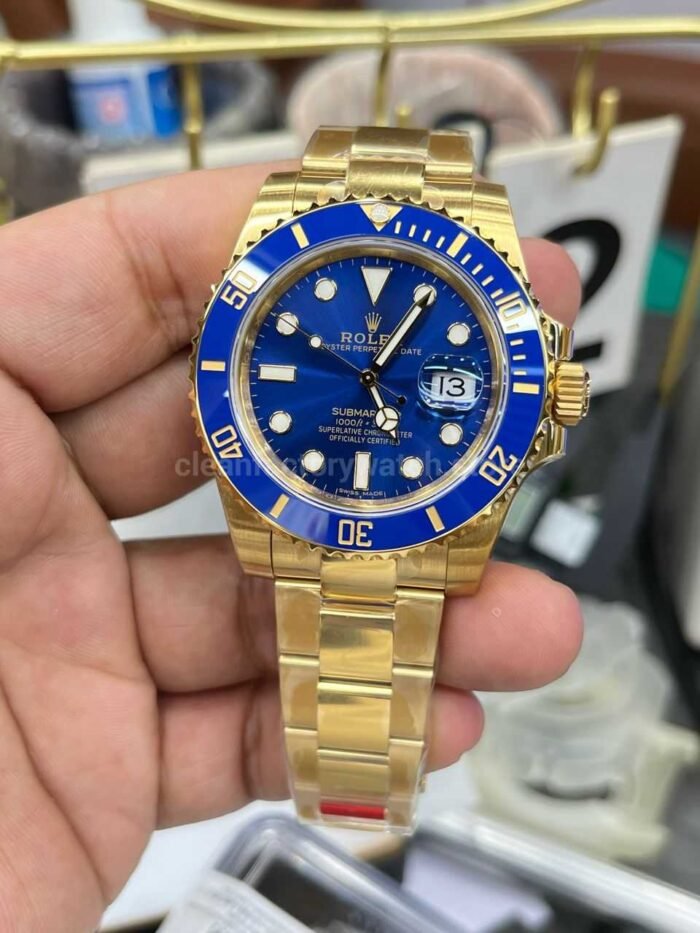 VS Factory Rolex Submariner Date 116618LB 40mm Full Yellow Gold Blue Dial - Image 4