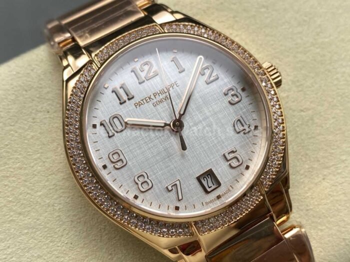 TW Factory Patek Philippe Twenty~4 7300/1201R-001 Rose Gold Diamond Bezel Arabic Numerals White Dial - Image 2