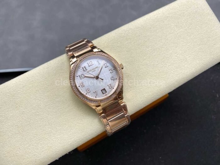 TW Factory Patek Philippe Twenty~4 7300/1201R-001 Rose Gold Diamond Bezel Arabic Numerals White Dial - Image 4