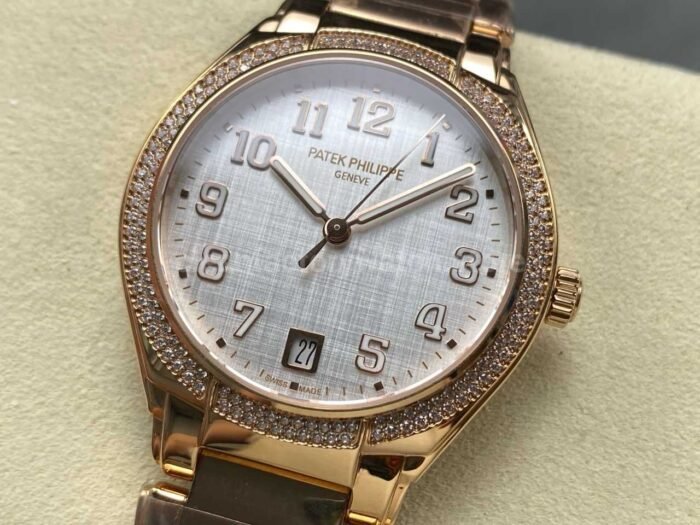 TW Factory Patek Philippe Twenty~4 7300/1201R-001 Rose Gold Diamond Bezel Arabic Numerals White Dial - Image 3