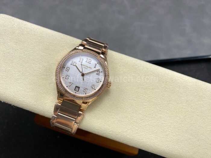 TW Factory Patek Philippe Twenty~4 7300/1201R-001 Rose Gold Diamond Bezel Arabic Numerals White Dial - Image 5