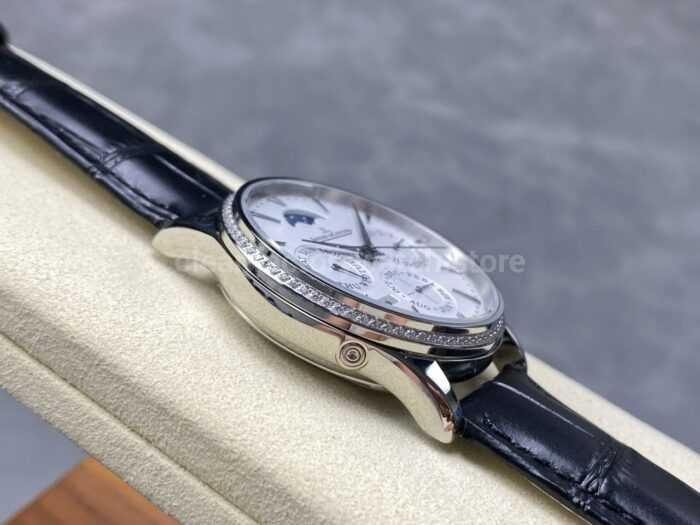 V9 Factory Jaeger-LeCoultre Master Ultra Thin Perpetual 1303501 White Gold Diamond Bezel Silver Dial - Image 5